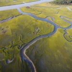 USA, Aerial Photograph of salt water marshes on the Eastern Shore of Virginia